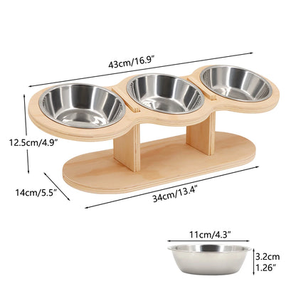 Elevated Cat Feeder with 3 Bowls