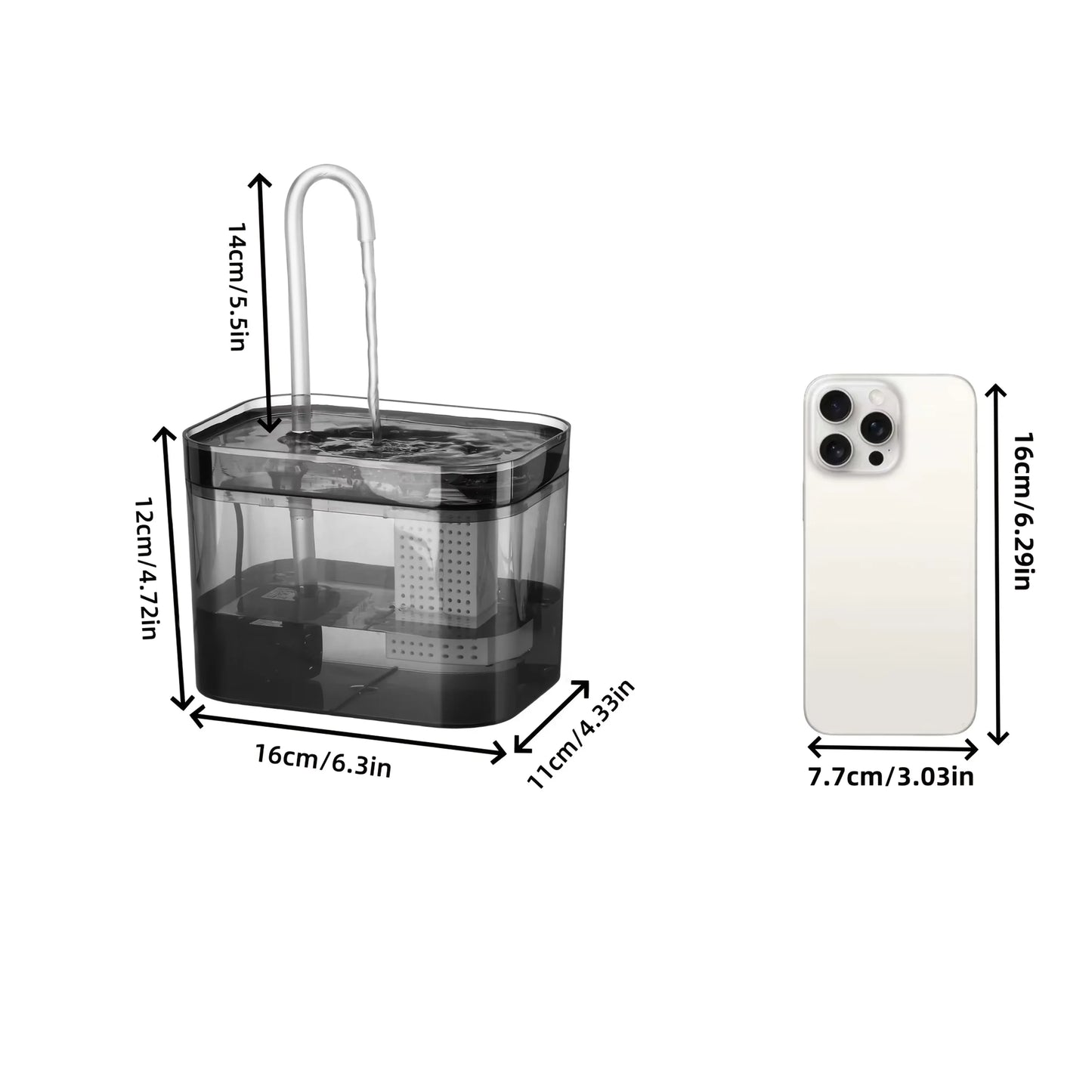 1.5L Pet Water Fountain for Cats and Dogs